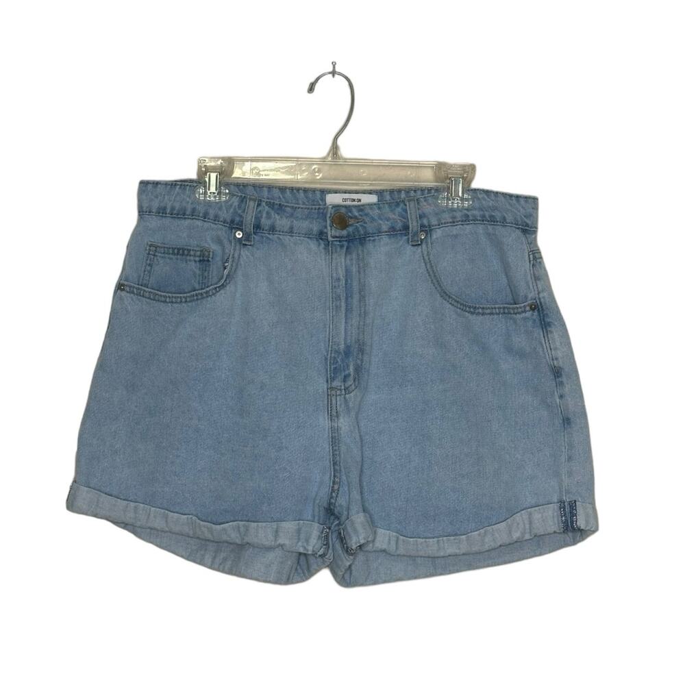 Cotton:On High Rise Flashback blue denim cuffed hem jean shorts size 12